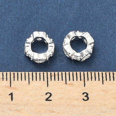 Brass Micro Pave Cubic Zirconia Rondelle European Beads KK-H532-33S-1