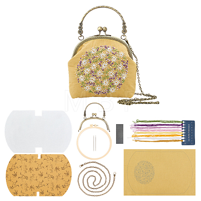 DIY Ethnic Style Flower Pattern Embroidery Crossbody Bags Kits DIY-WH0292-87B-1