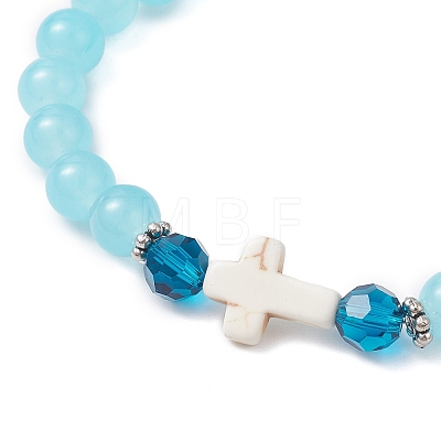 Round Spray Painted Imitation Jade Glass Beads Stretch Bracelets for Women BJEW-JB12881-01-1