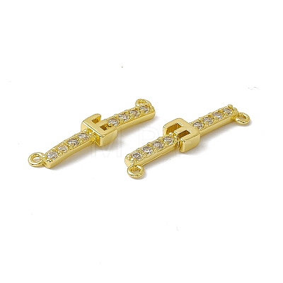 Rack Plating Brass Micro Pave Clear Cubic Zirconia Connector Charms KK-C007-37G-E-1