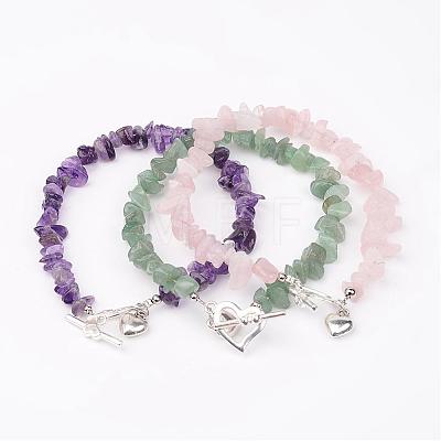 Natural Chip Gemstone Beaded Anklets AJEW-AN00153-1