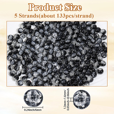 5 Strands Spray Painted Crackle Glass Beads Strands CCG-PA0001-08B-1