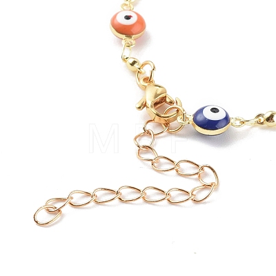 Brass Enamel Evil Eye Link Chain Bracelets BJEW-JB06183-1
