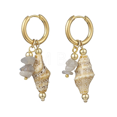 Brass Shell Shape Hoop Earrings EJEW-JE06747-01-1
