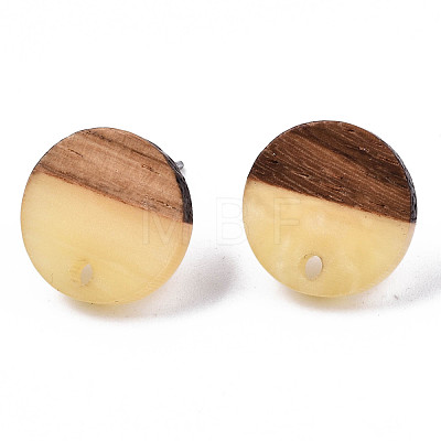 Resin & Walnut Wood Stud Earring Findings MAK-N032-007A-H05-1