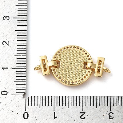 Rack Plating Brass Micro Pave Cubic Zirconia Flat Round Connector Charms KK-K385-100G-01-1