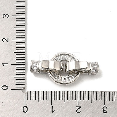 Rack Plating Brass Pave Clear Cubic Zirconia Round Fold Over Clasps KK-Q781-09A-P-1