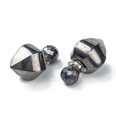 Faceted Synthetic Hematite Openable Perfume Bottle Pendants G-P435-A-05P-1