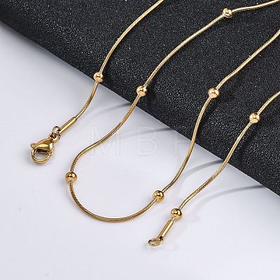 PVD Vacuum Plating 304 Stainless Steel Round Snake Chain Necklaces STAS-A051-08G-1
