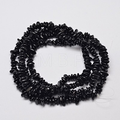 Natural Black Tourmaline Chip Bead Strands X-G-L444-08-1