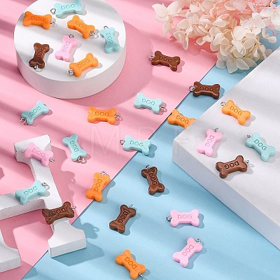 40Pcs 4 Colors Opaque Resin Pendants RESI-CJ0002-29-1
