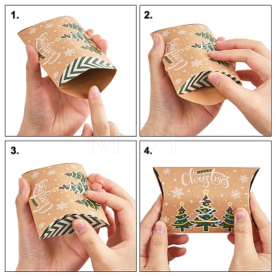 24Pcs 12 Styles Christmas Theme Cardboard Candy Pillow Boxes CON-FS0001-12-1