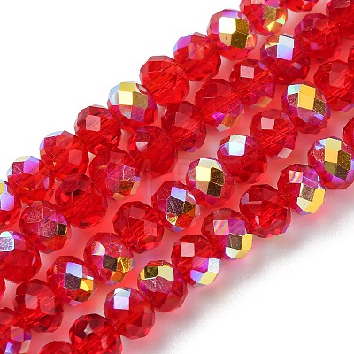 Electroplate Transparent Glass Beads Strands EGLA-A046-01A-08-1