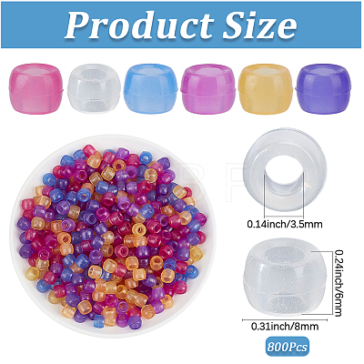 800Pcs Transparent Plastic Beads KY-PA0001-19B-1