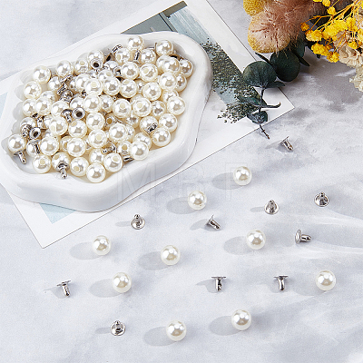 100Pcs ABS Imitation Pearl Snap Rivet Butt Screw DIY-GF0013-40-1