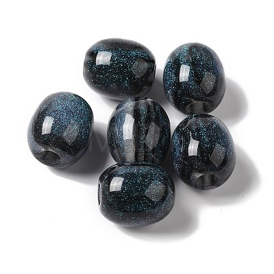 Resin Glitter European Beads RESI-G066-02-1