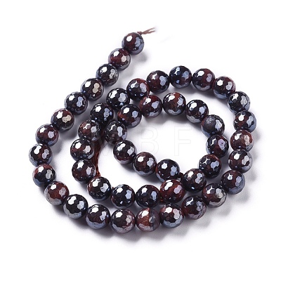 Electroplated Natural Tiger Eye Beads Strands G-F660-02-6mm-1