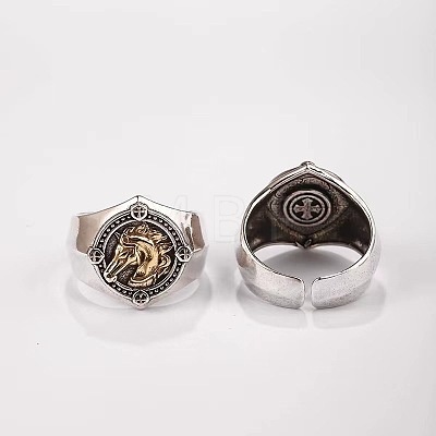 Retro War Horse Pattern Alloy Cuff Rings for Men FS-WGC2812-02-1