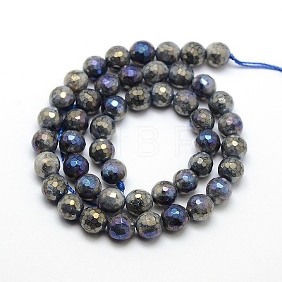 Electroplate Natural Labradorite Beads Strands G-L150-8mm-01-1