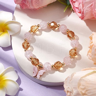 10mm Round Imitation Austrian Crystal & Crackle Acrylic Beaded Stretch Bracelets BJEW-JB10556-03-1