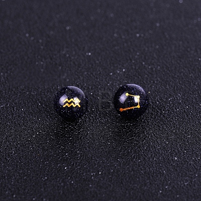 Synthetic Blue Goldstone Carved Constellation Beads PW-WG92554-11-1
