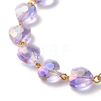 Sparkling Heart Glass Beaded Bracelet for Girl Women BJEW-JB07177-1