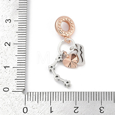 Brass Pendants with Cubic Zirconia European Beads KK-Q015-01A-1