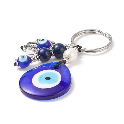 Natural Lapis Lazuli & Freshwater Pearl Bead Keychain KEYC-JKC00365-01-1