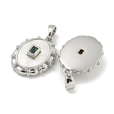 Brass with Cubic Zirconia with Sea Shell Pendant KK-Q820-19P-1