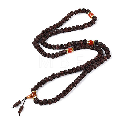 Buddhist Jewelry Prayer 108 Rudraksha Seed Mala Beads Necklaces NJEW-M102-01-1-1
