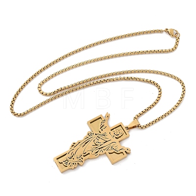 304 Stainless Steel Religion Pendant Necklaces NJEW-Z058-04G-1