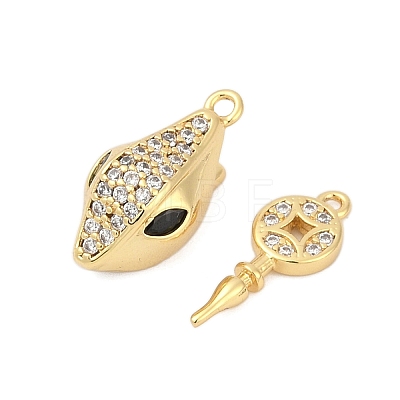 Brass Micro Pave Cubic Zirconia Box Clasps KK-P291-37G-1