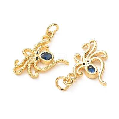 Brass Micro Pave Marine Blue Cubic Zirconia Pendants CU-E003-18G-24-1