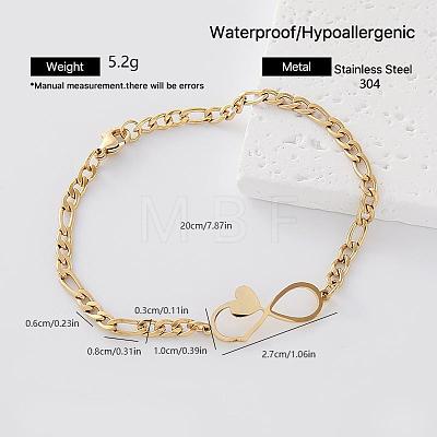 304 Stainless Steel Link Bracelets for Women GU8038-5-1