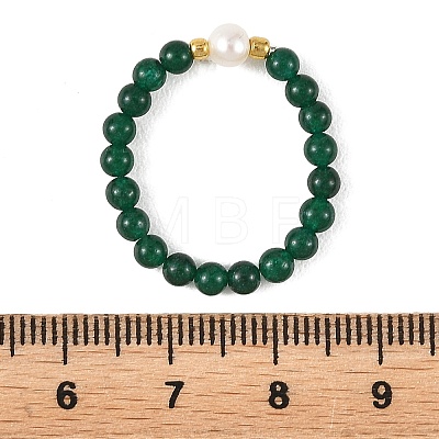 Synthetic Turquoise/Natura White Jade/Multicolor Tourmaline/Carnelian/Flower Amazonite & Cultured Freshwater Pearl Finger Rings RJEW-JR01106-1