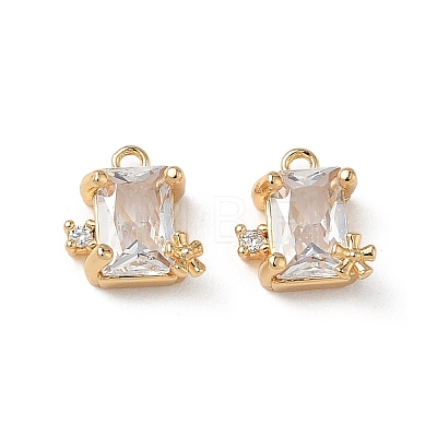 Brass Micro Pave Clear Cubic Zirconia Charms KK-P355-11G-1