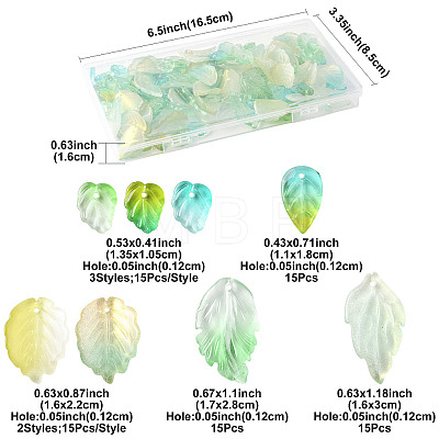 120Pcs 8 Styles Glass Pendants GLAA-FS0002-45-1
