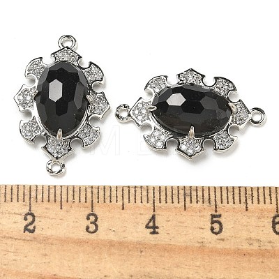 Natural Obsidian Faceted Oval Connector Charms G-G181-06P-06-1