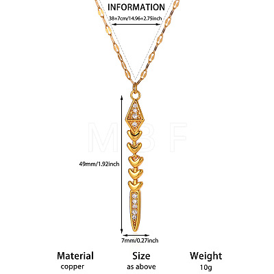 Brass Pave Clear Cubic Zirconia Pendant 304 Stainless Steel Chain Necklaces for Women WG3E65D-04-1