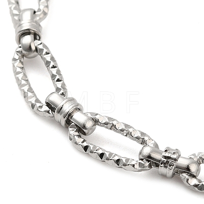304 Stainless Steel Faceted Oval Link Chain Bracelet BJEW-K226-13P-1