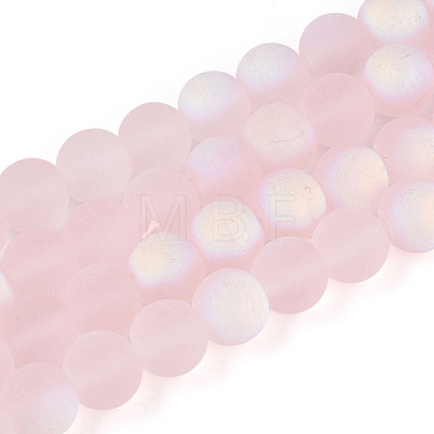 Frosted Transparent Glass Beads Strands GLAA-T032-T8mm-MBB10-1