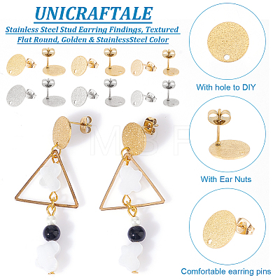 Unicraftale 36Pcs 6 Styles 304 Stainless Steel Stud Earring Findings STAS-UN0056-38-1