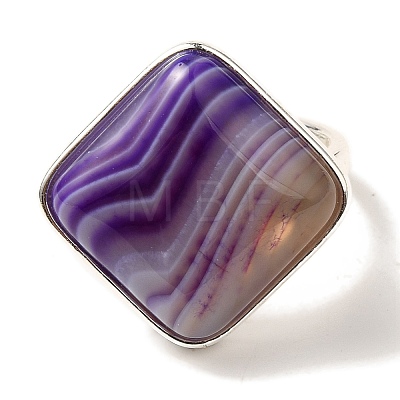 Natural Banded Agate Adjustable Rings RJEW-H240-01S-11-1