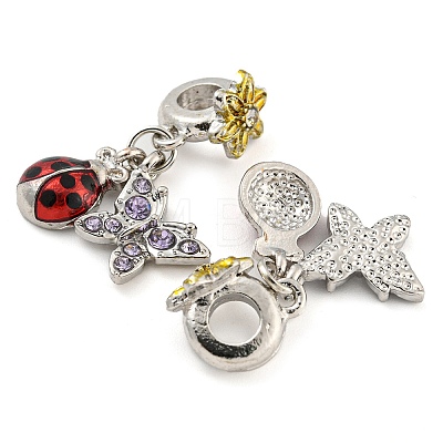 Rack Plating Alloy Enamel Ladybird European Dangle Charms FIND-B034-03P-02-1