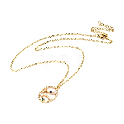Colorful Cubic Zirconia Constellation Pendant Necklace NJEW-H166-01B-1