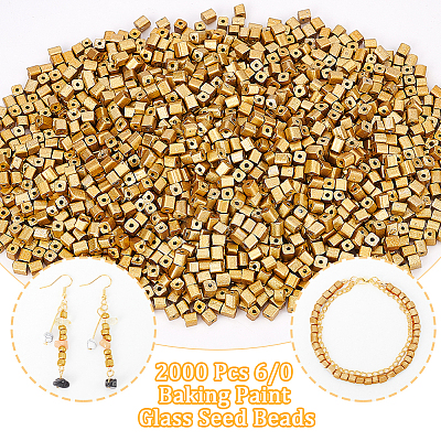  2000Pcs 6/0 Baking Paint Glass Seed Beads SEED-NB0001-84-1