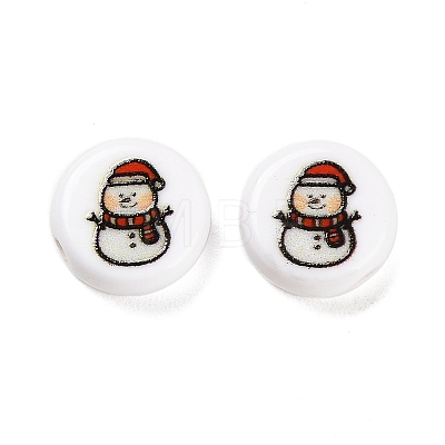 Christmas Theme Printed Opauqe Acrylic Beads OACR-R004-01G-1