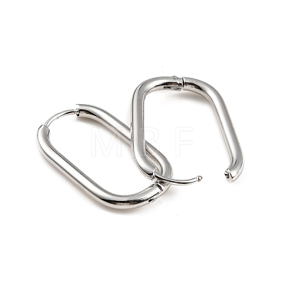 304 Stainless Steel Oval Hoop Earrings EJEW-M218-02B-P-1