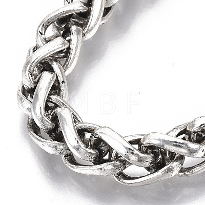 Men's Alloy Wheat Chain Bracelets X-BJEW-T014-05AS-1