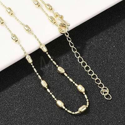 Brass Oval Ball Chain Necklaces for Men Women NJEW-L012-03G-1
